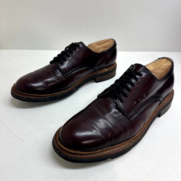 VERY GOOD pskaufman No.1050 RUNWAY Derby Oxblood Burgundy leather handmade 8.5